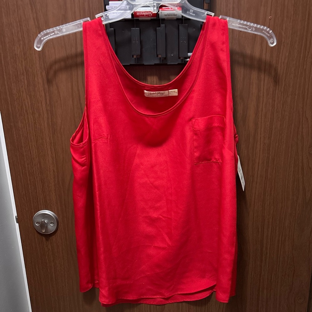 Faded Glory Red Tank Top NWT Size Large 12–14 Casual Pocket Blouse